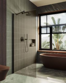 Душевая перегородка MaybahGlass MGD-696-6ш 79см чёрный